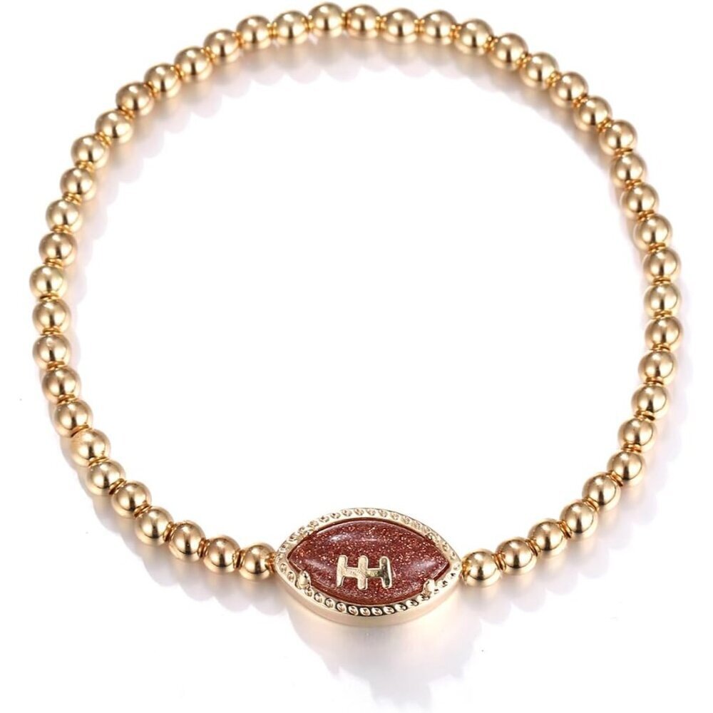 Football Game Day Bracelets Women Beaded Copper Stretch Fan Accessories